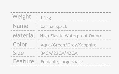 Cat Carrier Bag Outdoor Portable Foldable 4 Color Pet Backpack Collapsible