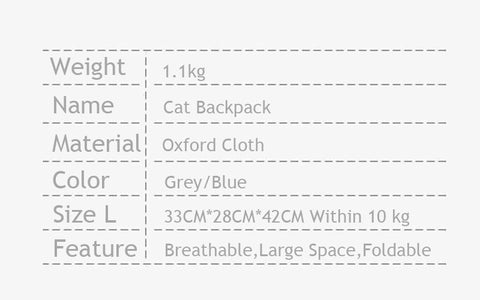 Cat Carrier Bag Sturdy Frame Breathable Foldable 2 Color Pet Backpack