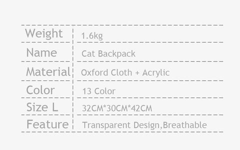 Cat Carrier Bag Transparent Breathable Capsule 13 Color Cat Backpack