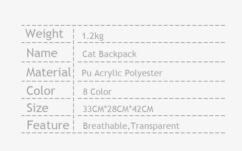 Cat Carrier Bag Travel Breathable Transparent 8 Color Space Capsule Backpack