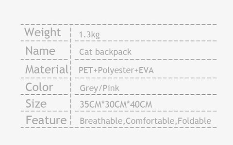 Cat Carrier Breathable Travel Outdoor 2 Color Pet Transparent Backpack