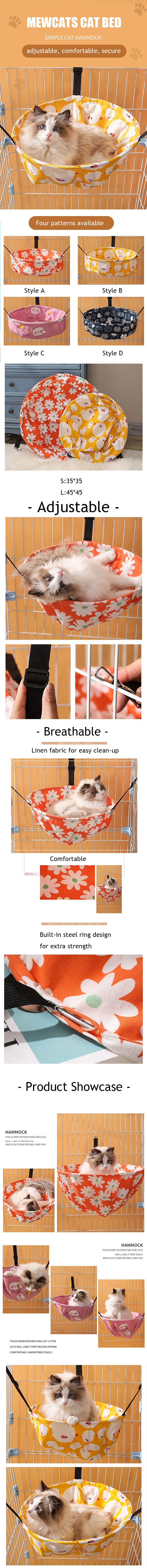 Cat Hammock for Cage 4 Color Adjustable Cute Cat Bed