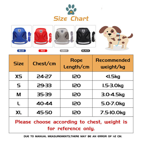 Cat Harness Reflective Breathable Chest Vest 4 Color Pet Leash Set
