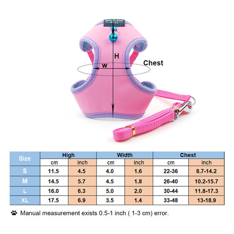 Cat Harness Vest Leash Imitation Leather 7 Color Pet Adjustable Harness