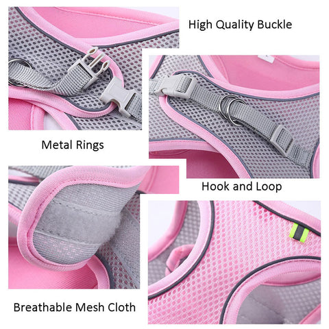 Cat Harness and Leash Adjustable Mesh 5 Color Reflective Vest Leash Set (1)