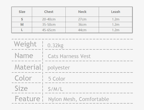 Cat Harness and Leash Clothes Vest Nylon Mesh 5 Color Pet Collar Accessories