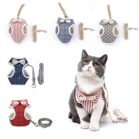 Cat Harness and Leash Clothes Vest Nylon Mesh 5 Color Pet Collar Accessories
