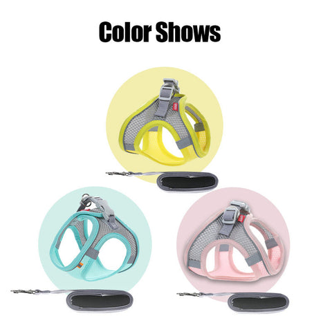 Cat Leash Set Breathable Adjustable Reflective Vest 3 Color Cats Harness