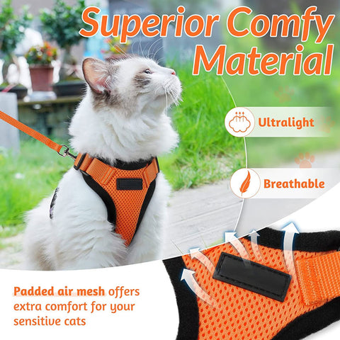 Cat Leash Set Breathable Reflective Strips Jacket 11 Color Adjustable Vest Harnesses