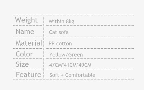 Cat Nest Sofa Removable Washable 2 Color Soft Summer Kitty Couch