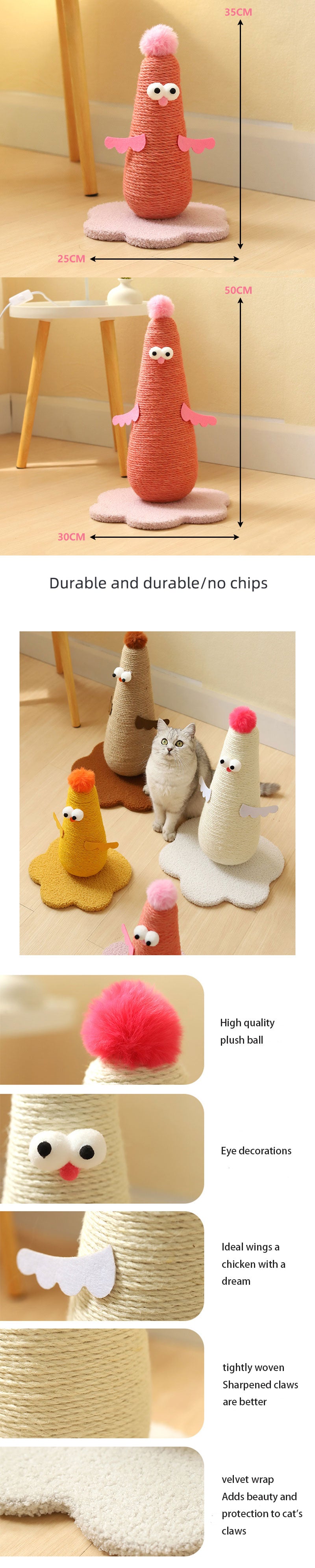 Cat Scratching Post 4 Color Kitty Climbing Frame Toys