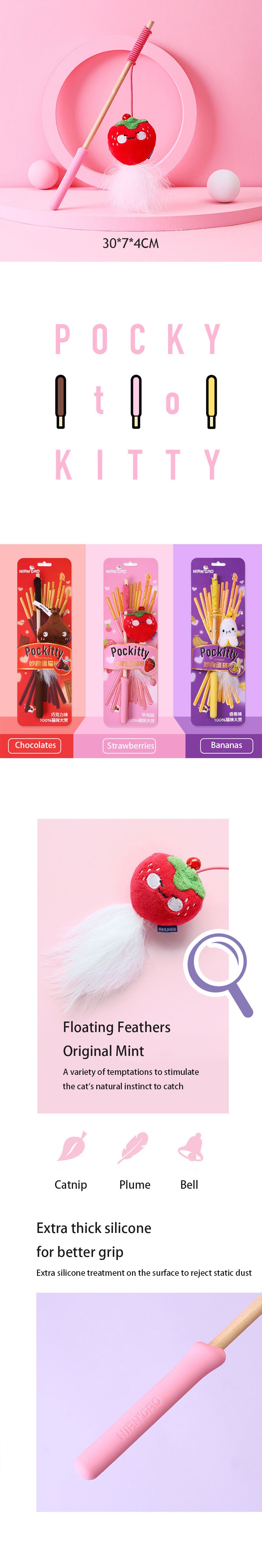 Cat Stick Toys With Bell Feather Catnip 3 Style