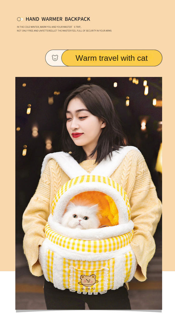 Cat Warm Bag Portable Soft 2 Color Breathable Outcrop Backpack