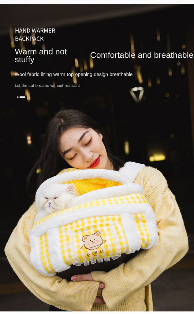 Cat Warm Bag Portable Soft 2 Color Breathable Outcrop Backpack