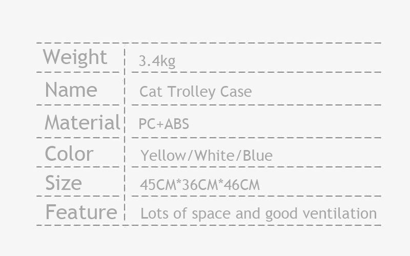 Cat Carrier Bag with Wheels Luggage Cat Trolley Case
