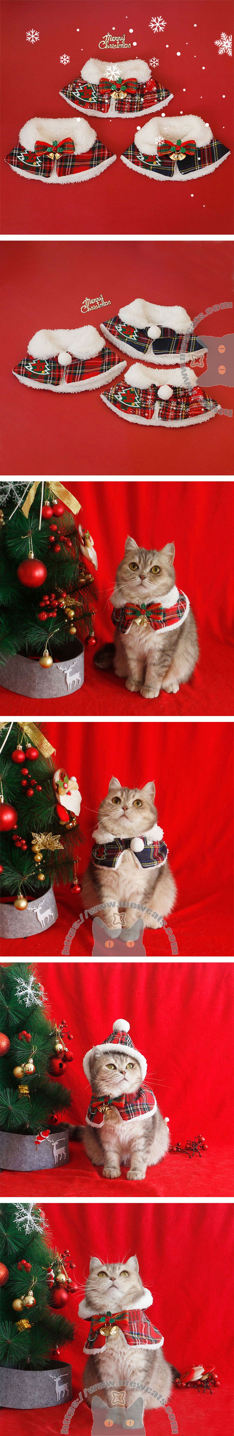 Christmas Cat Hooded Clothes Warm Cape