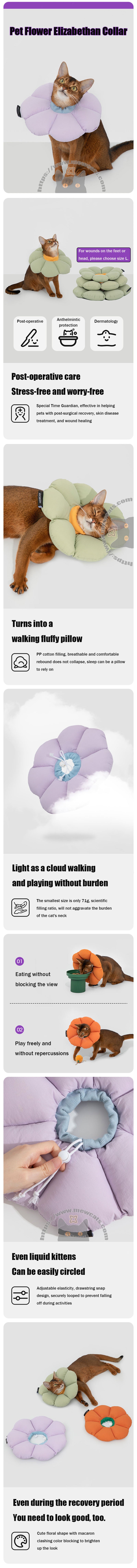 Flower Cat Elizabethan Collar Waterproof Cone Headgear