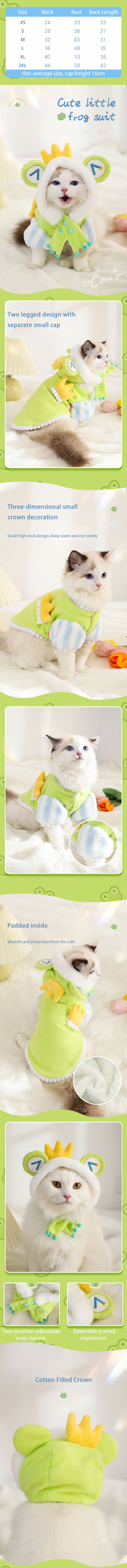 Frog Prince Cat Thickened Warm Clothes Hat
