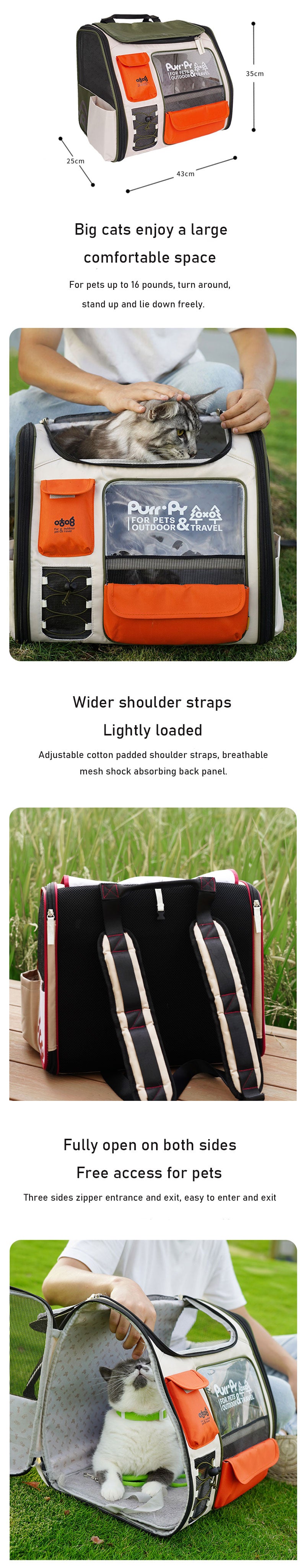 Large Capacit Cat Carrier Backpack 2 Color Space Capsule Bag