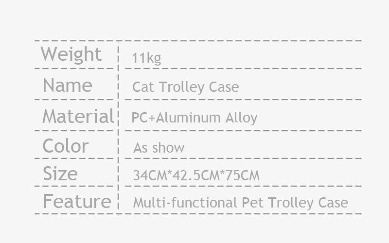 Large Space Cat Trolley Case Detachable