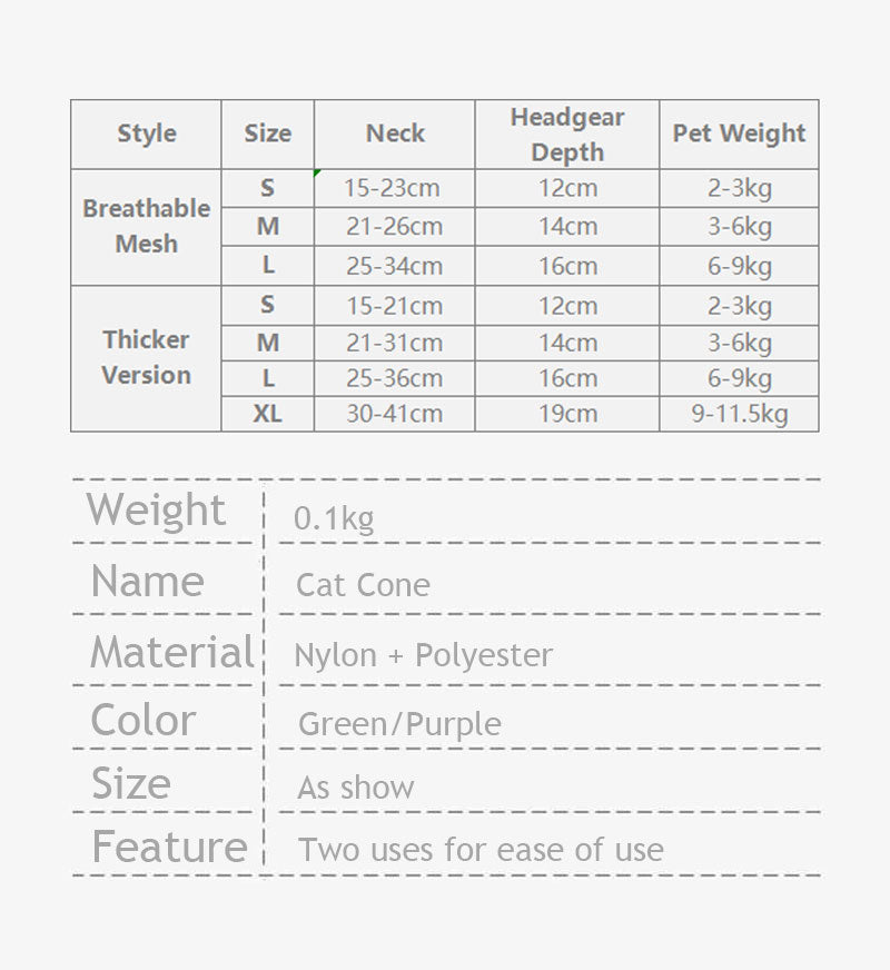 Mesh Cat Cone Collar Adjustable Headgear