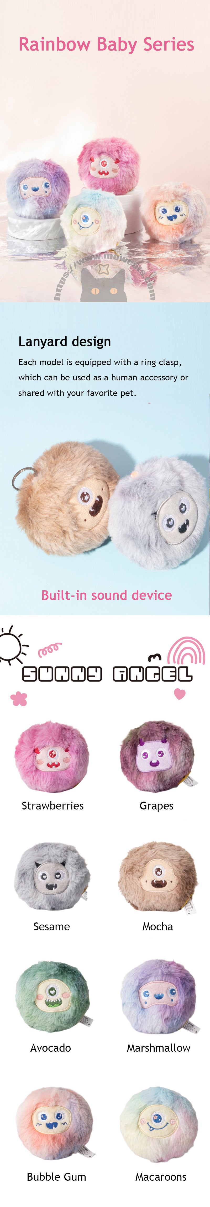 Rainbow Baby Series Cat Toys 8 Color with Built-in Sounds