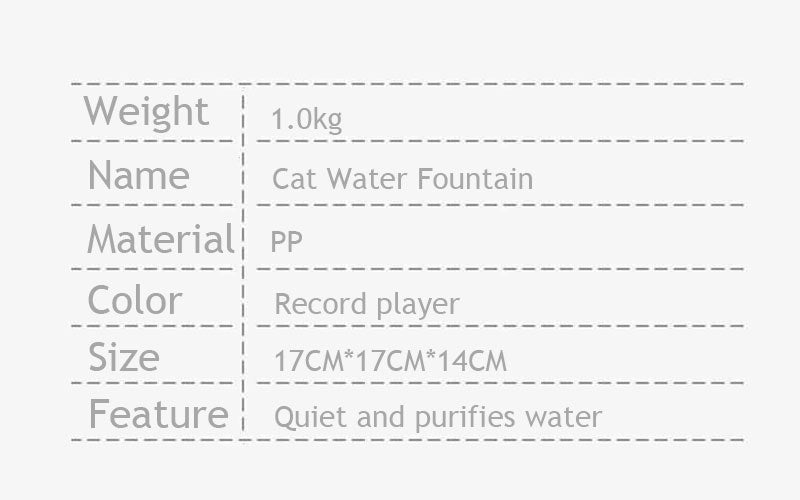 Record Player Cat Water Fountain Food Bowl
