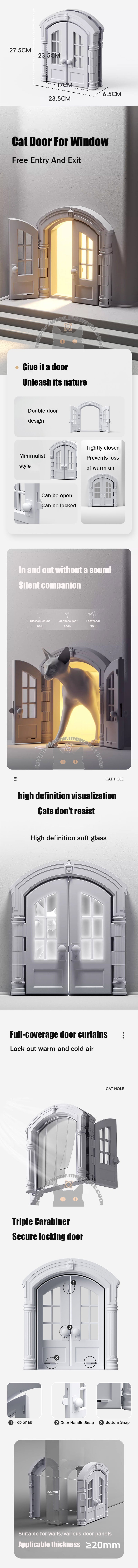 Silent Cat Door With Window Two-way Cat Door