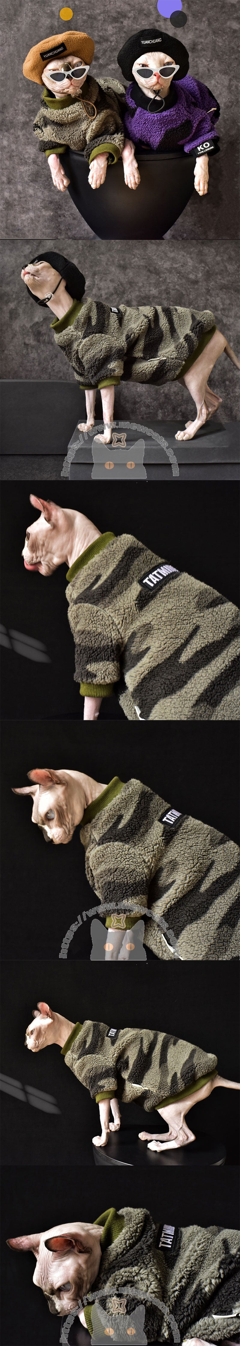 Sphynx Warm Cat Clothes 2 Color Hairless Cat Sweatshirt