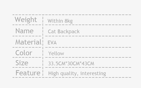 Summer Cat Carrier Backpack Large Capacity Space Capsule Yellow Pet Bag