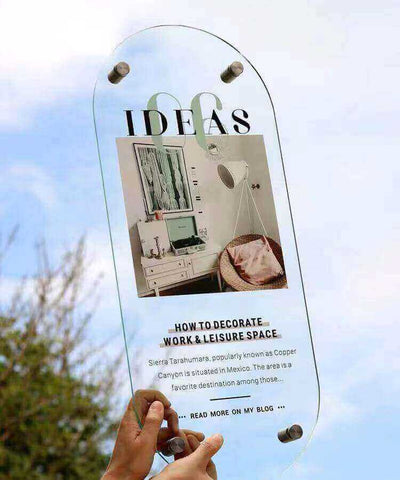 Brochure stands made of clear acrylic with UV printed company logos