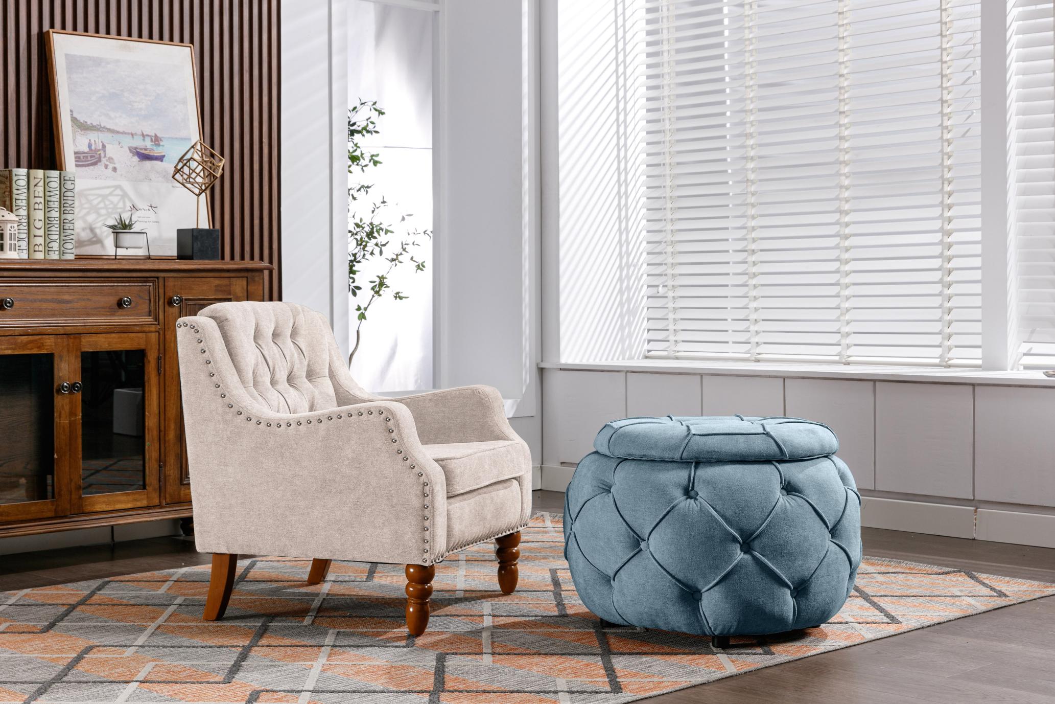 Modern Sofa Chair with Non-Slip Footstool 2-in-1 Seat