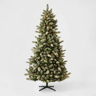 7ft Pre-Lit Full Frosted Glittered Douglas Fir Artificial Christmas Tree Clear Lights