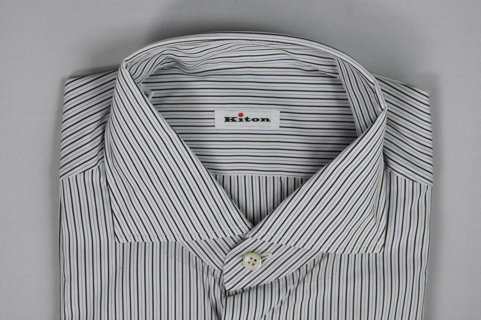 KITON Mens Stripe Dress Shirt Size 17/43 NEW