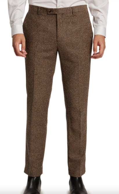 PAISLEY & GRAY Downing Wool-blend Pants Herringbone Brown 42 X 32 L New $125