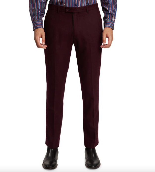 PAISLEY & GRAY Downing Wool-blend Pants Cherry Wine  42 X 32 L New $125