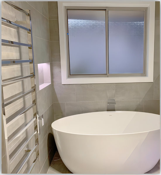 Modern Bathroom with Wall-Mounted Electric Towel Warmer