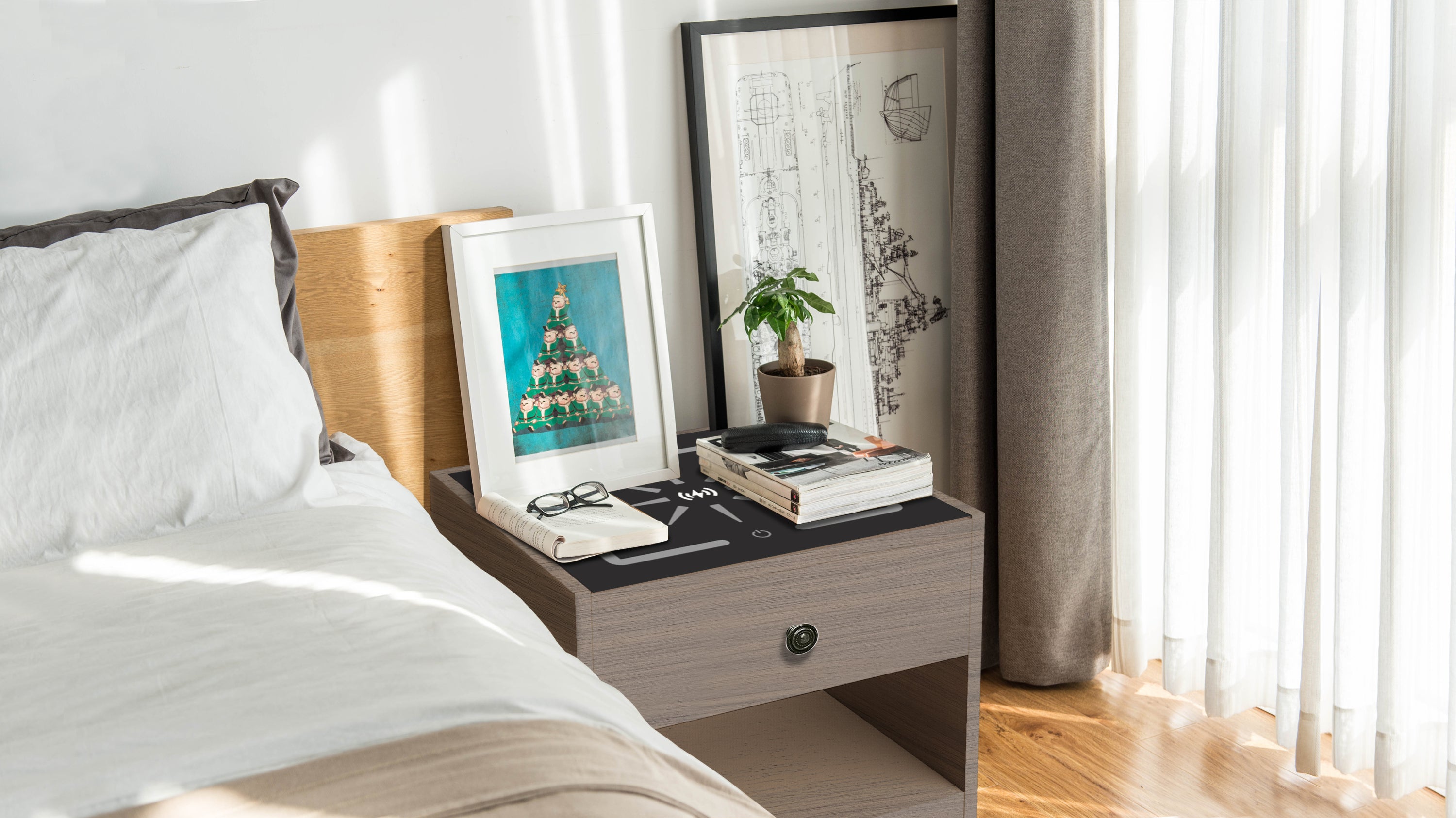 NIGHTSTAND WITH WIRELESS CHARGING STATION