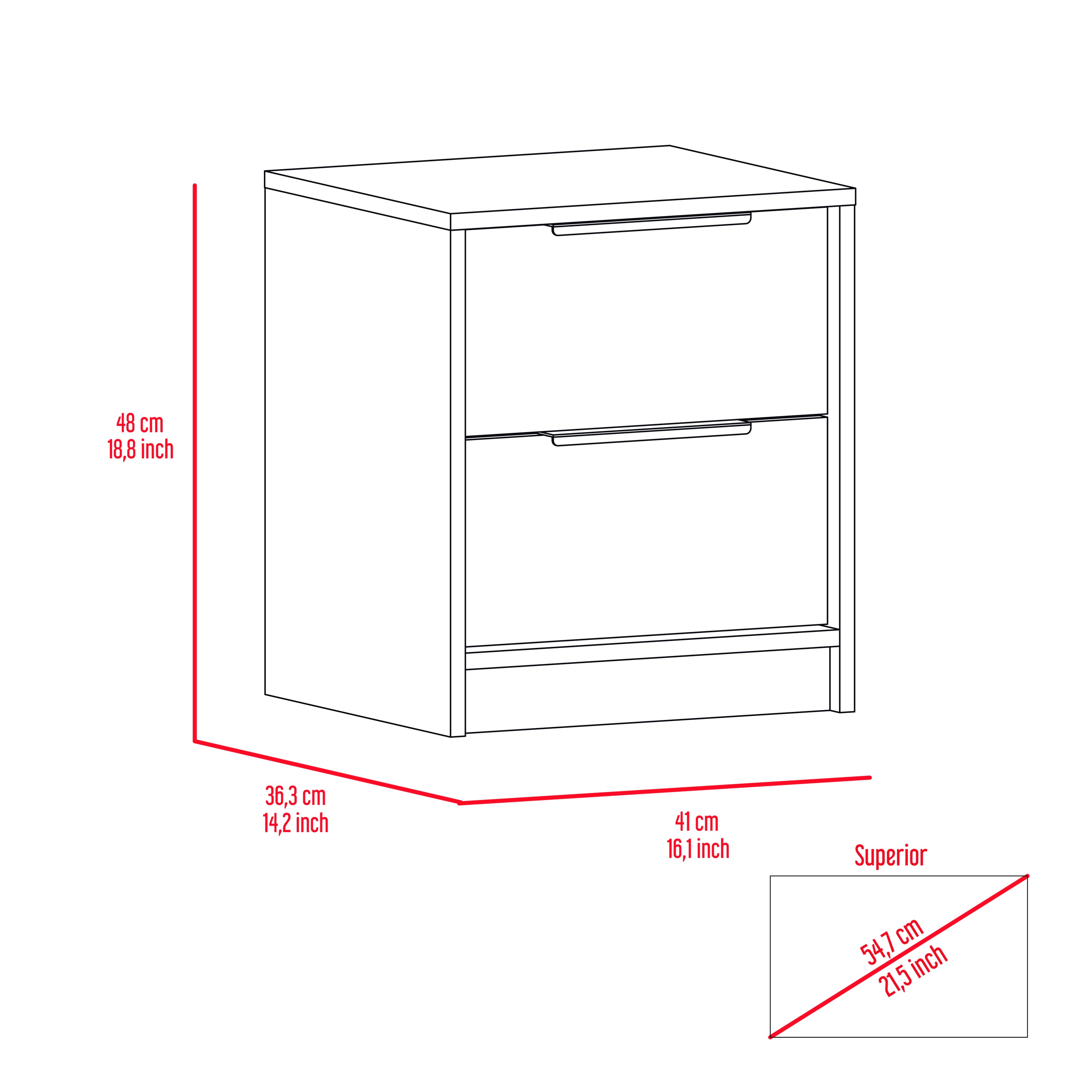 Cannon 2-Drawer Nightstand Black Wengue and Pine