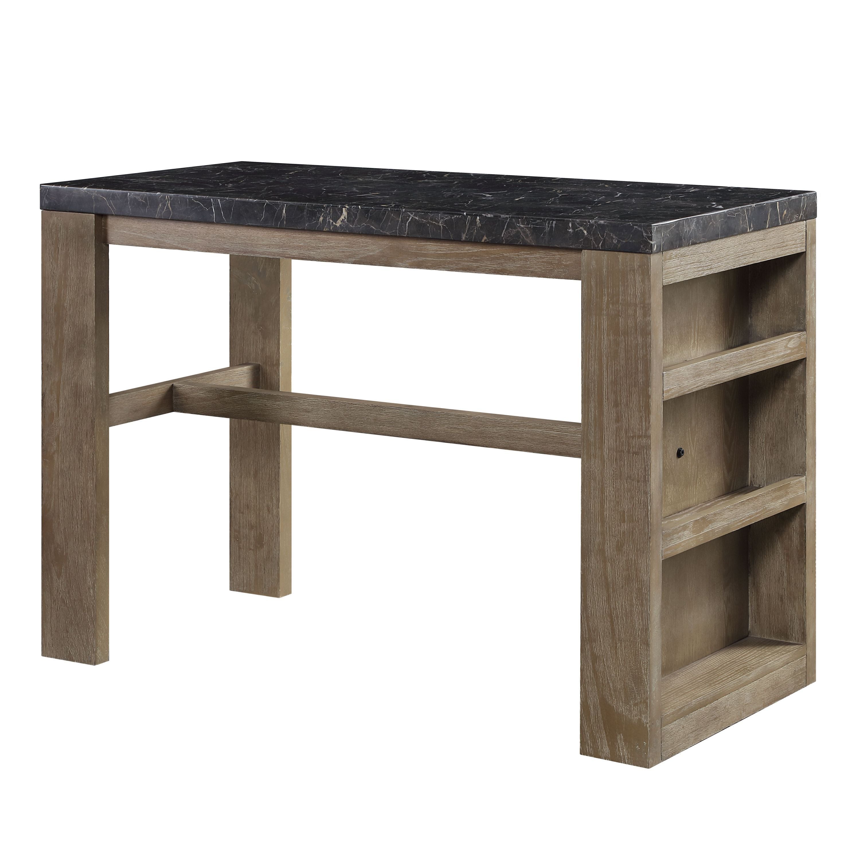 ACME Charnell Counter Heigh Table  in Marble & Oak Finish DN00551