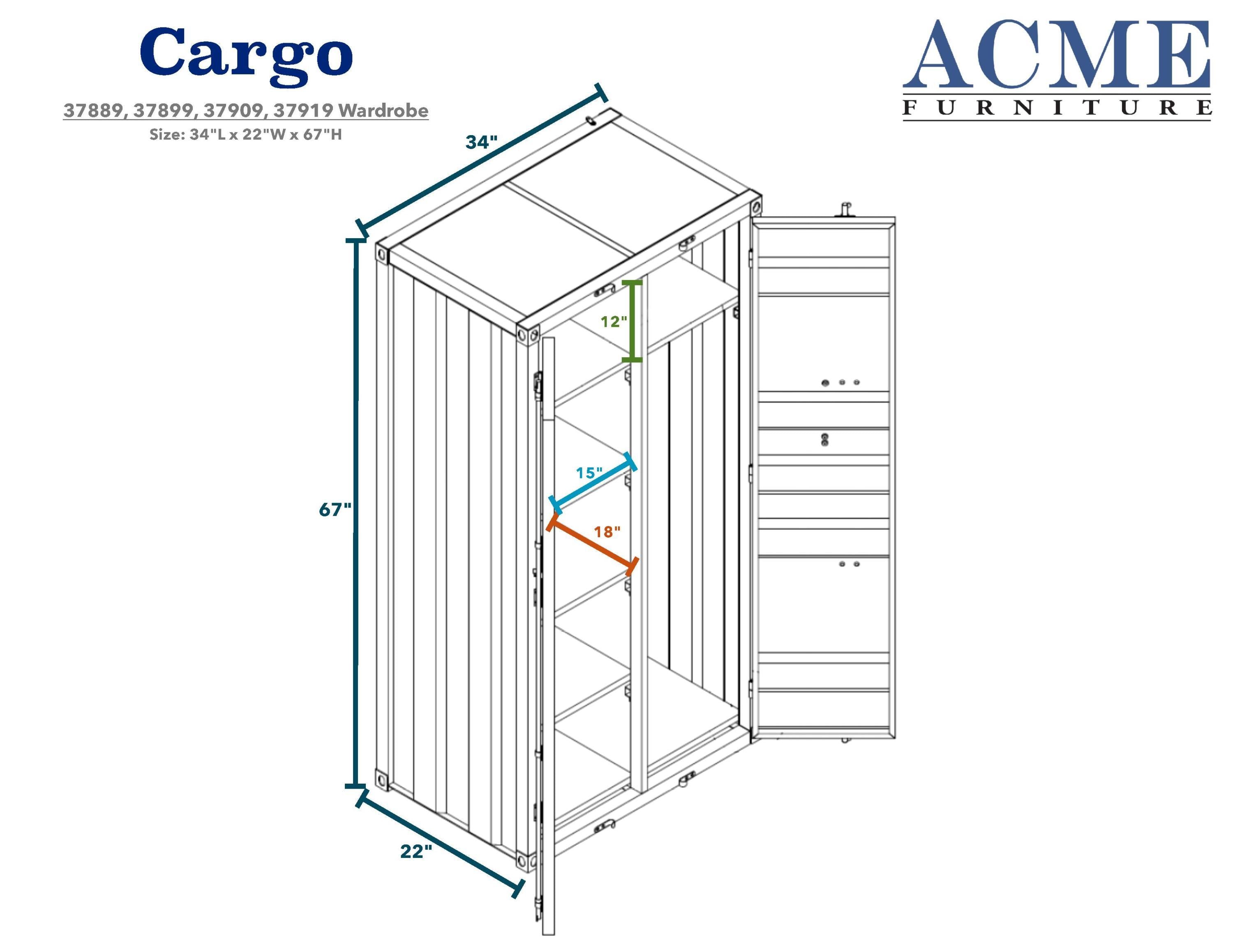 ACME Cargo Wardrobe (Double Door), White 37889