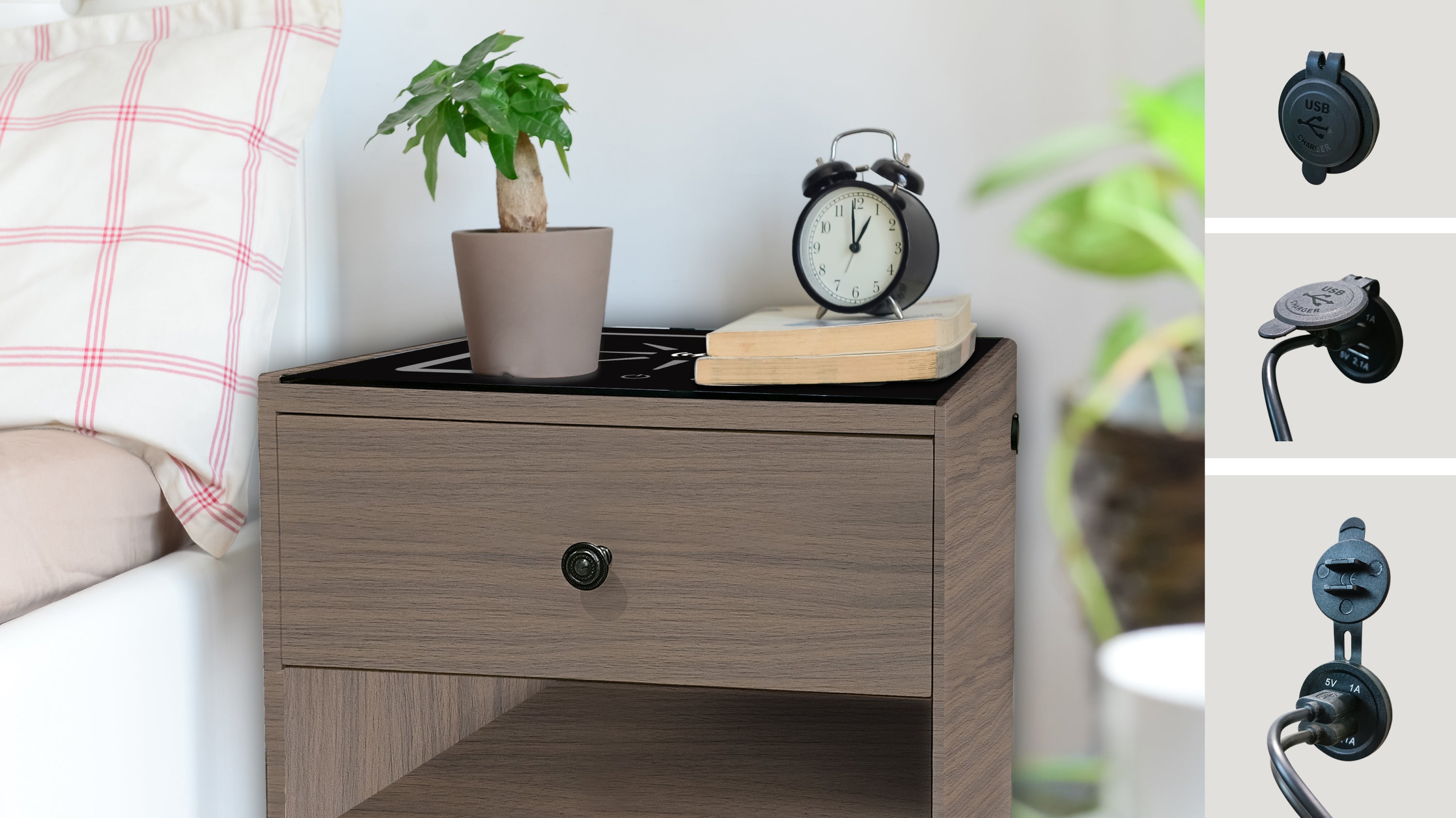 NIGHTSTAND WITH WIRELESS CHARGING STATION