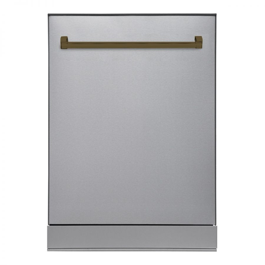 24-Inch Dishwasher with Stainless Steel Metal Spray Arms (not plastic), in the color Stainless Steel with BOLD Bronze handle