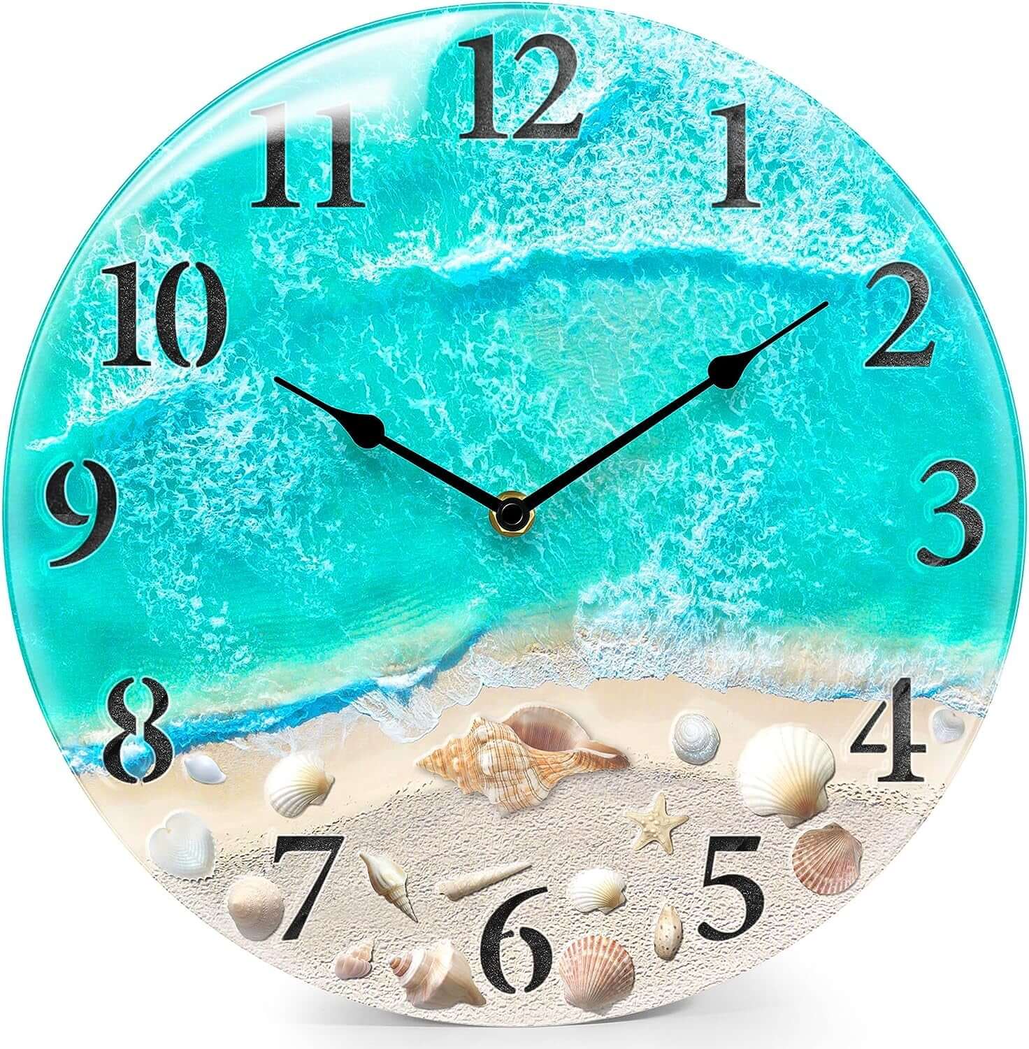 Seashells on the Beach Wall Clock with Silent Mechanism
