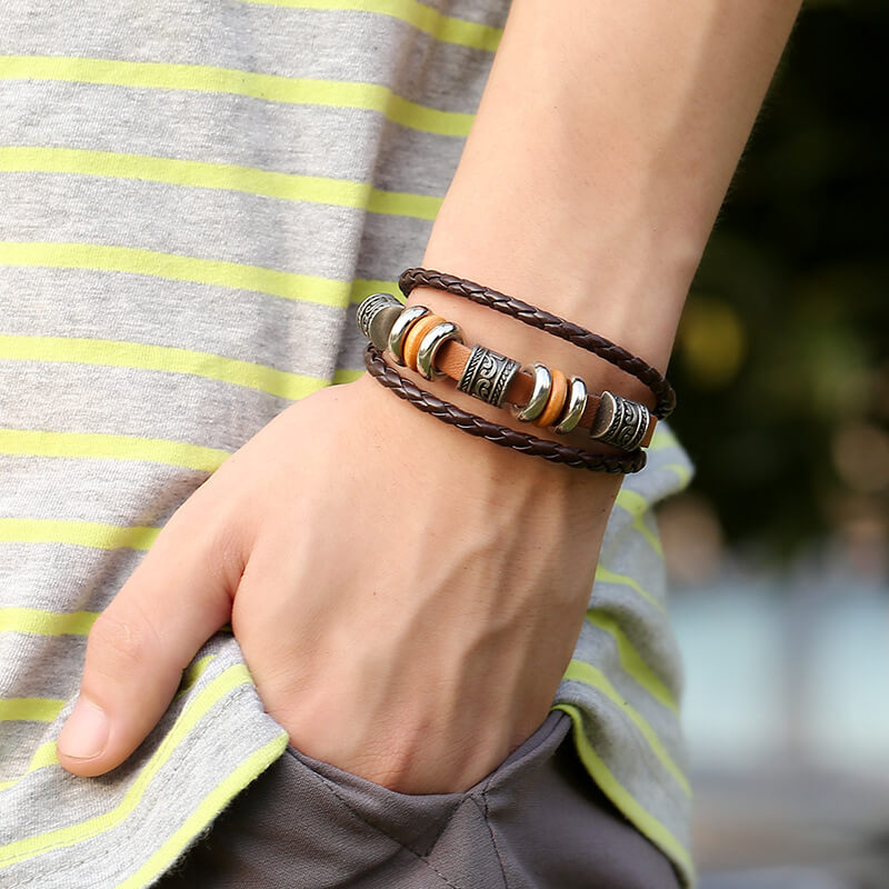 Minimalist Handcrafted Multi-layer Beaded Leather Bracelet