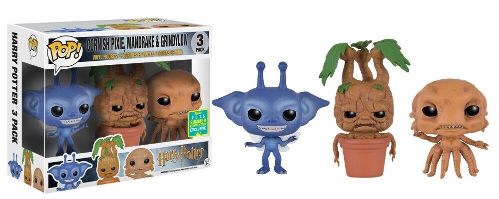 Harry Potter - Cornish Pixie, Mandrake, Grindylow Funko Pop