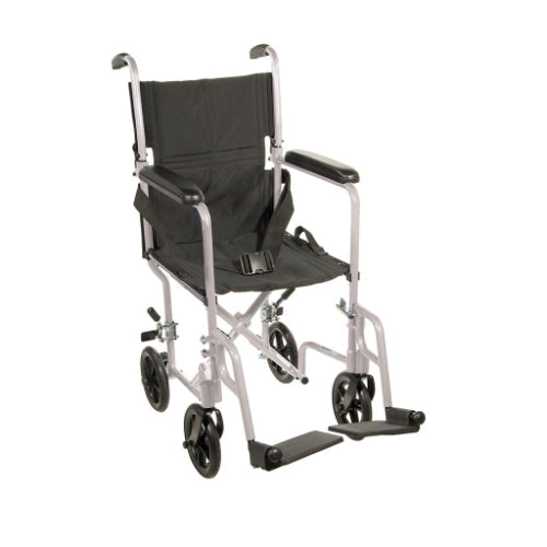 Drive Medical Transport Wheelchair 19 inch Height, Silver Vein Finish