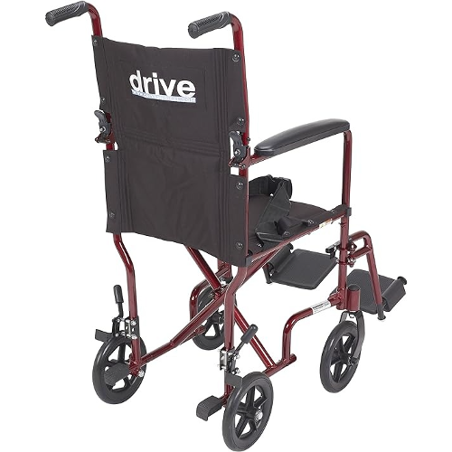 Drive Medical Wheelchair Transport Lightweight Red 19