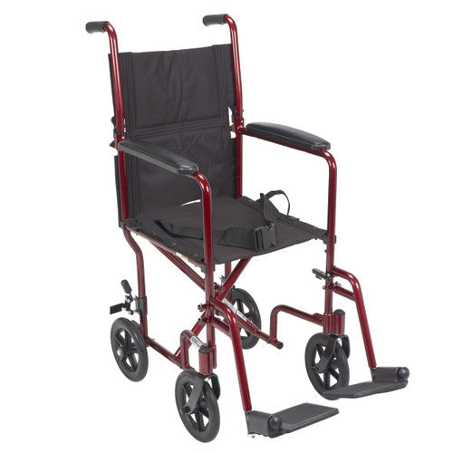 Drive Medical Wheelchair Transport Lightweight Red 19