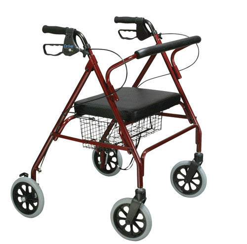 Drive Medical Rollator Oversize With Loop Break Red Bariatric Steel(10215RD-1)